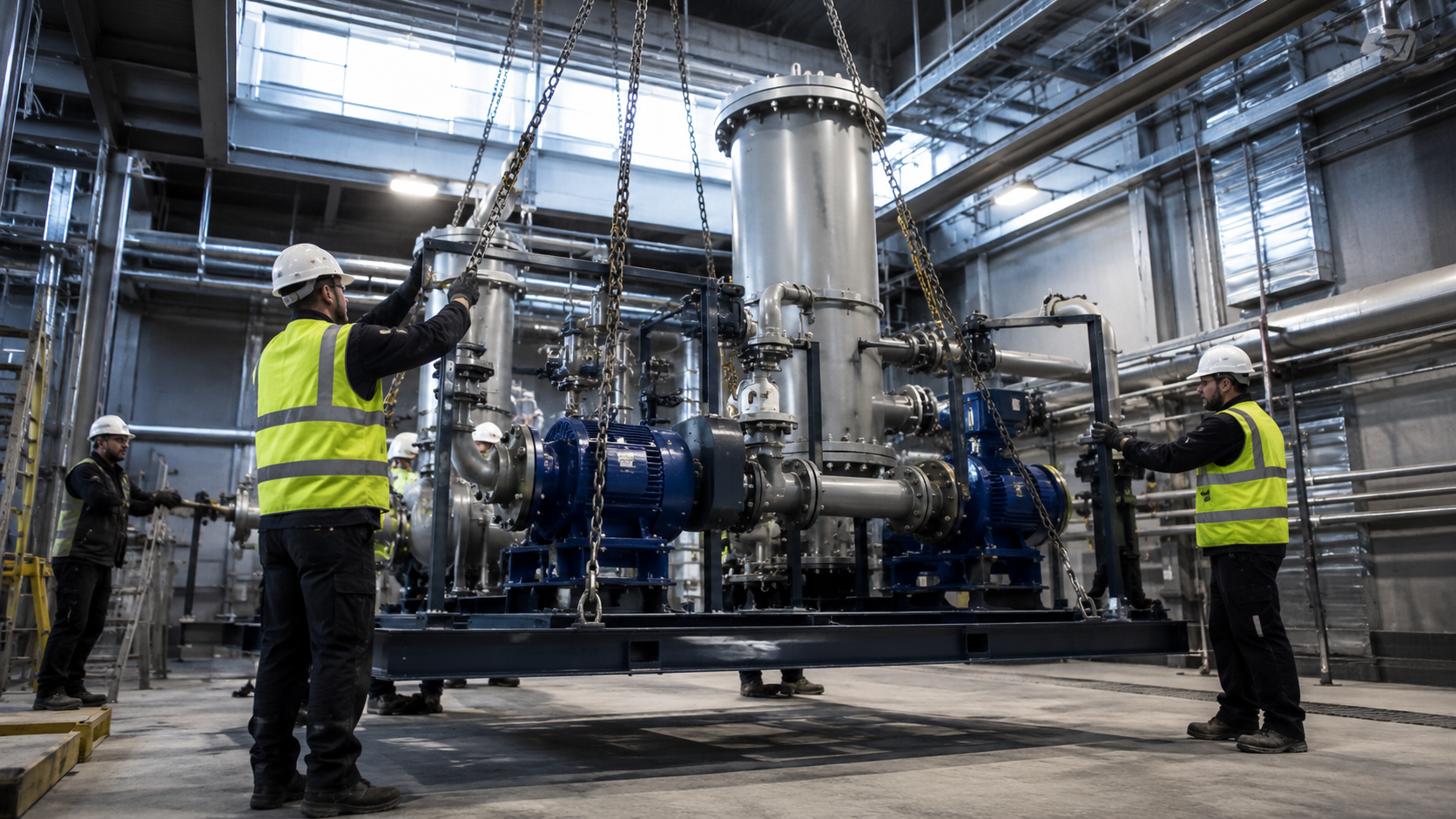 Industrial plant installation in progress